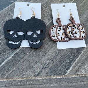 NEW leopard pumpkins and large skull earrings